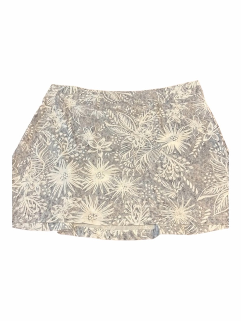 Ripskirt hawaii beautiful gray and white floral pattern.  blue